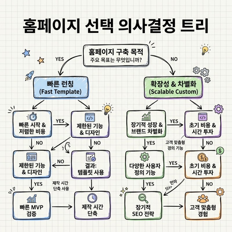 홈페이지 선택 의사결정 트리