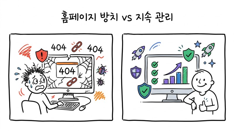홈페이지 방치 vs 지속 관리